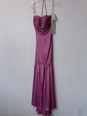 Vintage Mauve Beaded Spaghetti-Strap Maxi Dress